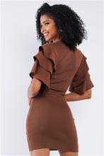 Load image into Gallery viewer, Tight Fit Multi Layer Frill Short Sleeve Mini Dress - FabBossBabe