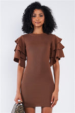 Load image into Gallery viewer, Tight Fit Multi Layer Frill Short Sleeve Mini Dress - FabBossBabe