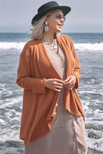 Load image into Gallery viewer, Plus Size Mustard Open Front Long Sleeve Cardigan - FabBossBabe