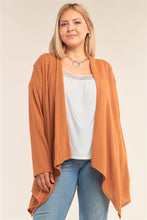 Load image into Gallery viewer, Plus Size Mustard Open Front Long Sleeve Cardigan - FabBossBabe