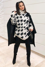 Load image into Gallery viewer, Beige Black Check Roll Neck Sweater Dress - FabBossBabe