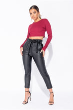 Load image into Gallery viewer, Mia Black Faux Leather Waist Belted Tapered Leg Trouser - FabBossBabe