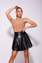Load image into Gallery viewer, Adele Black Faux Leather Pleated Skater Mini Skirt - FabBossBabe