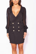 Load image into Gallery viewer, Melissa Black Puff Sleeve Blazer Dress - FabBossBabe