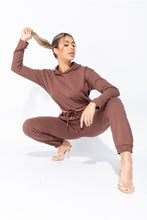 Load image into Gallery viewer, Brown Cropped Hoodie & Jogger Lounge Set - FabBossBabe