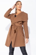 Load image into Gallery viewer, Michelle Brown Mid Length Oversized Belted Waterfall Coat - FabBossBabe