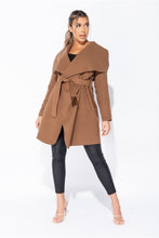 Load image into Gallery viewer, Michelle Brown Mid Length Oversized Belted Waterfall Coat - FabBossBabe