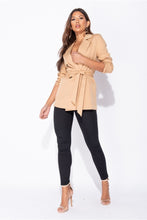 Load image into Gallery viewer, Camel Double Breasted Belted Fitted Blazer - FabBossBabe