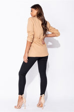 Load image into Gallery viewer, Camel Double Breasted Belted Fitted Blazer - FabBossBabe