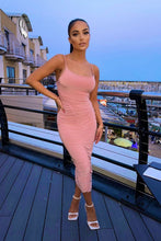 Load image into Gallery viewer, Megan Thee Stallion Rose Ruched Side Midi Dress - FabBossBabe
