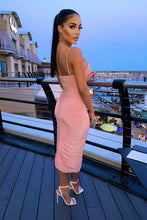 Load image into Gallery viewer, Megan Thee Stallion Rose Ruched Side Midi Dress - FabBossBabe
