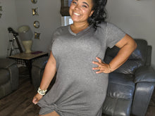 Load image into Gallery viewer, V Neck Short Sleeve T-Shirt Dress - FabBossBabe
