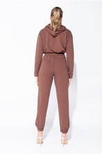 Load image into Gallery viewer, Brown Cropped Hoodie &amp; Jogger Lounge Set - FabBossBabe
