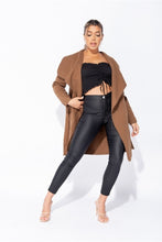Load image into Gallery viewer, Michelle Brown Mid Length Oversized Belted Waterfall Coat - FabBossBabe
