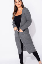 Load image into Gallery viewer, Taylor Swift Charcoal Chunky Knit Maxi Cardigan - FabBossBabe

