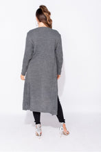 Load image into Gallery viewer, Taylor Swift Charcoal Chunky Knit Maxi Cardigan - FabBossBabe
